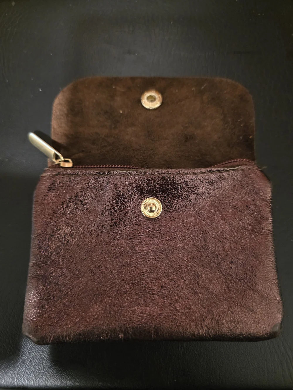 Elegant Brown Card & Key Holder with Snap Closure